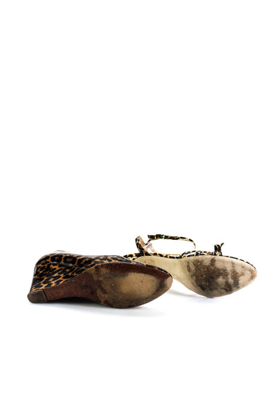 J Crew Womens Leopard Print Satin Patent Leather Pumps Sandals Size 11 Lot 2