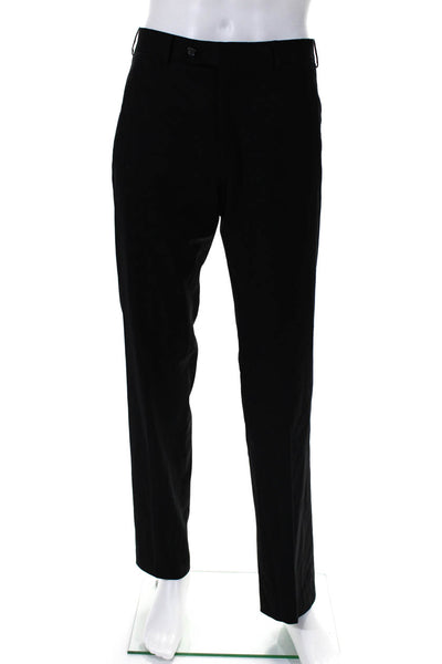 Prada Men's Wool Straight Leg Trousers Black Size 46