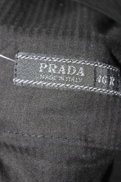 Prada Men's Wool Straight Leg Trousers Black Size 46