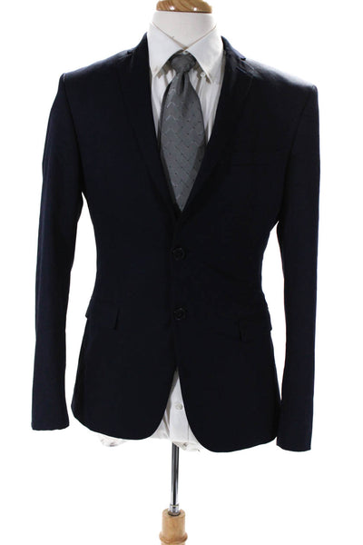Zara Men's Notched Lapel Two Button Suit Blazer Blue Size 38