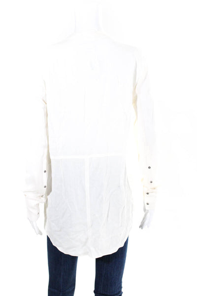 Helmut Lang Women's Round Neck Long Sleeves Button Down Shirt Ivory Size S