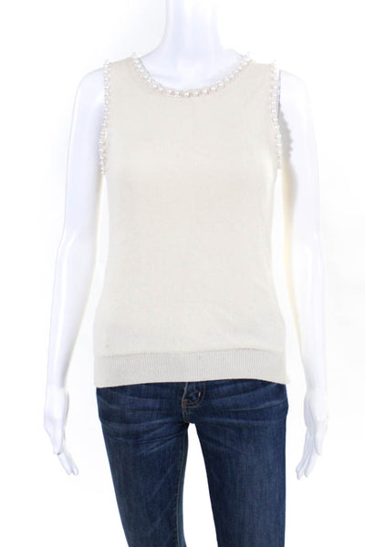 Matthew Williamson Women's Scoop Neck Sleeveless Pearl Detail Sweater Blouse S