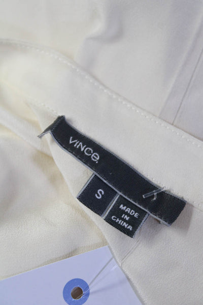 Vince Women's V-Neck Long Sleeves Blouse Ivory Size S