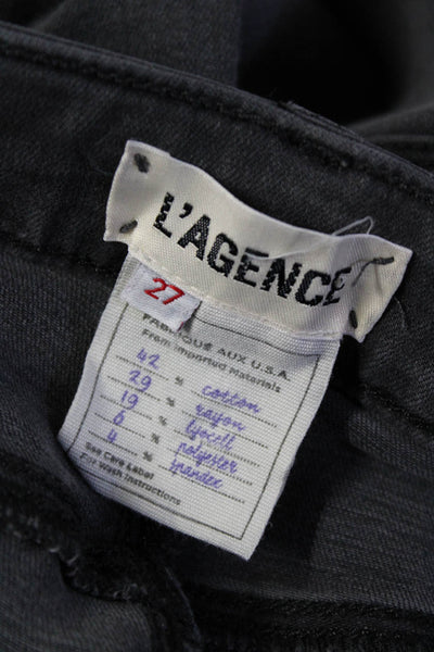 L'Agence Women's High Waist Distress Five Pockets Denim Pant Black Size 27
