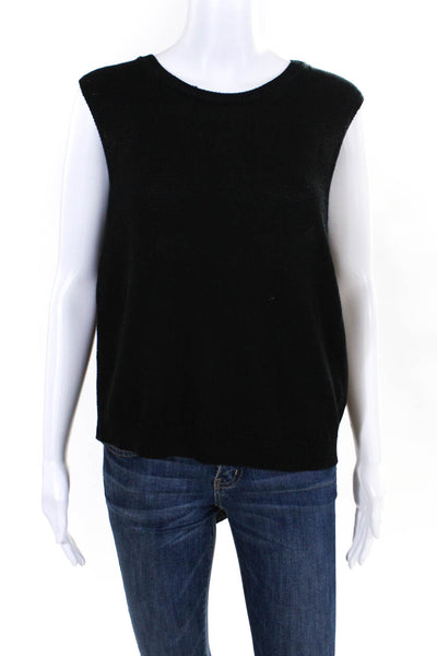 3.1 Phillip Lim Women's Cotton Blend Crewneck Sweater Vest Black Size S