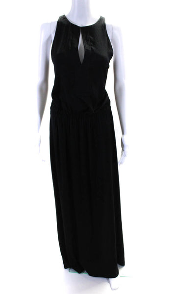 ALC Womens Sleeveless V Neck Side Slit Full Length Dress Black Size Medium