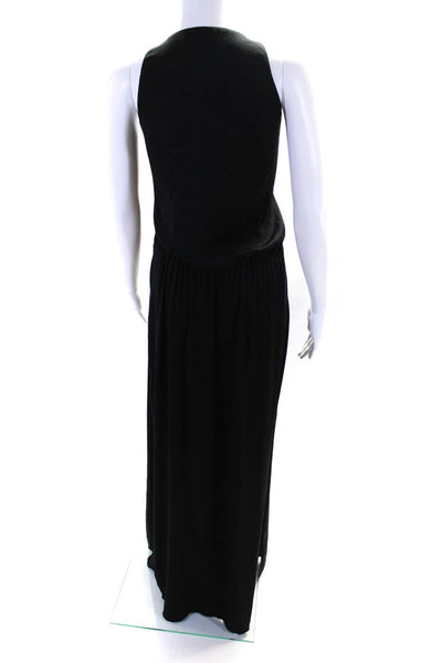 ALC Womens Sleeveless V Neck Side Slit Full Length Dress Black Size Medium
