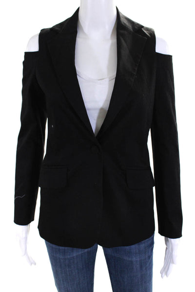 Frame Women's Collar Long Sleeves Cold Shoulder Blazer Black Size 0