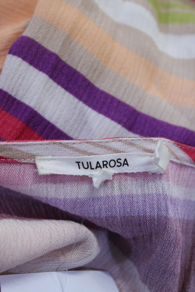 Tularosa Women's Striped V-Neck Tassel Trim Kaftan Dress Multicolor Size XS