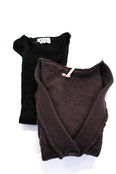Free People BLQ Womens Sweater Tee Shirt Brown Black Size Small 0 Lot 2