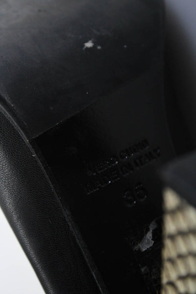 Barneys New York Womens Leather Snakeskin Print Heel Ankle Boots Black Size 36 6
