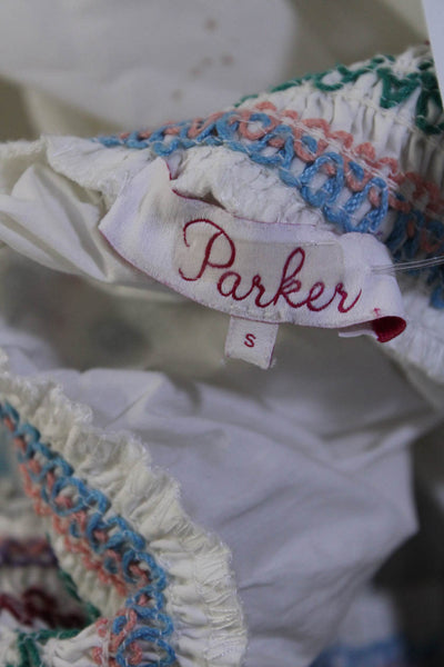 Parker Women's Long Sleeve Rain Bow Off The Shoulder Blouse White Size S