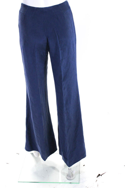 Shannon Mclean Womens Front Zip High Rise Pleated Flare Leg Pants Blue Small