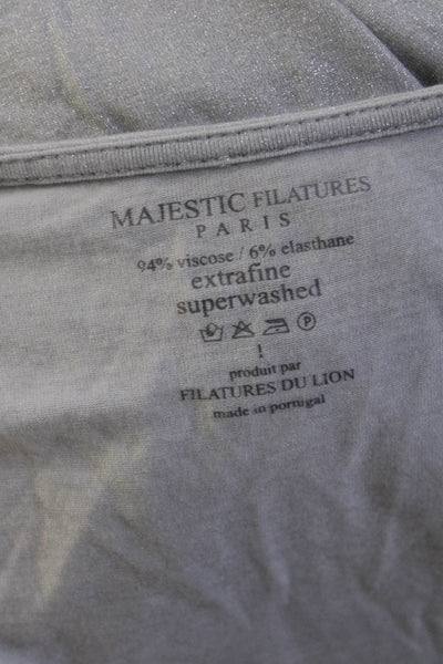 Majestic Filatures Womens Scoop Neck Metallic Knit Tank Top Gray Size 1