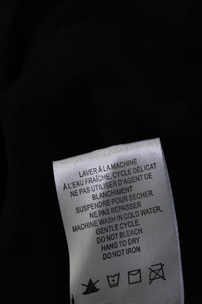 Renuar Womens 3/4 Sleeve Collared V Neck Boxy Shirt Black Size Medium