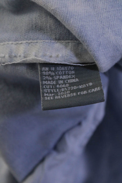 HTrailz Womens Cotton Tie Dye Collared Button Up Fringe Jean Jacket Blue Size M