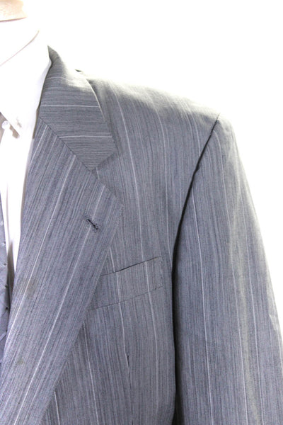 Boss Hugo Boss Mens Striped Two Button Blazer Black Wool Size 40 Long