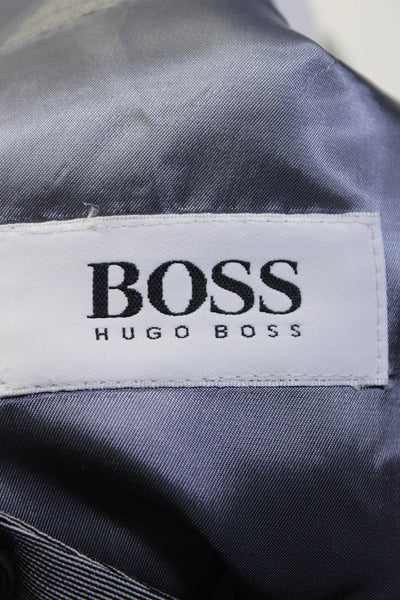 Boss Hugo Boss Mens Striped Two Button Blazer Black Wool Size 40 Long