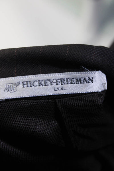 Hickey Freeman Mens Striped Two Button Blazer Brown Wool Size 42 Long