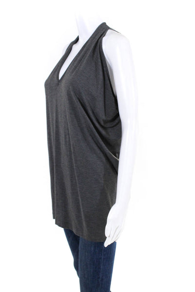 Vince Women's Cotton  V-Neck Oversized Tank Top Blouse Gray S