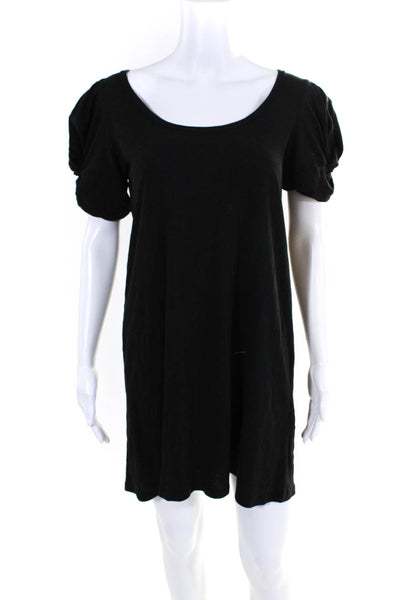 Z Supply Women's Gathered Short Sleeve Casual Shift Dress Black Size S