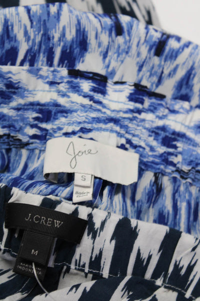 Joie J, Crew Women's Silk Drawstring Ikat Print Flowy Pants Blue Size S M, Lot 2