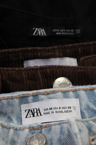 Zara Women's High Waist Button Fly Distress Light Wash Denim Size 8 Lot 3