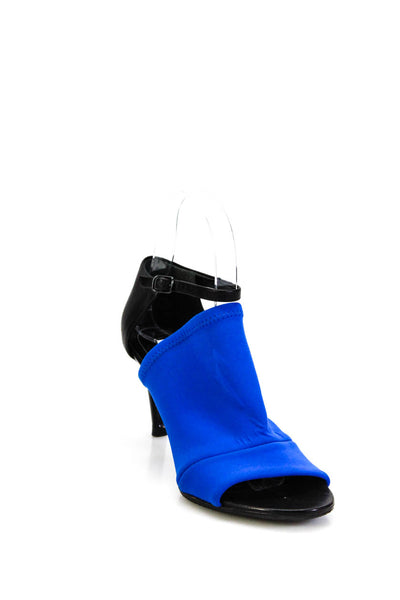 Balenciaga Women's Open Toe Buckle Ankle Stiletto Sandals Blue Size 7