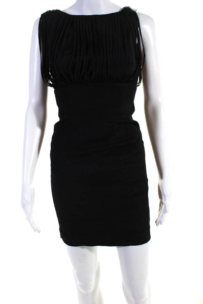 Reiss Womens Shredded Sleeveless High Waist Dress Black Size 0