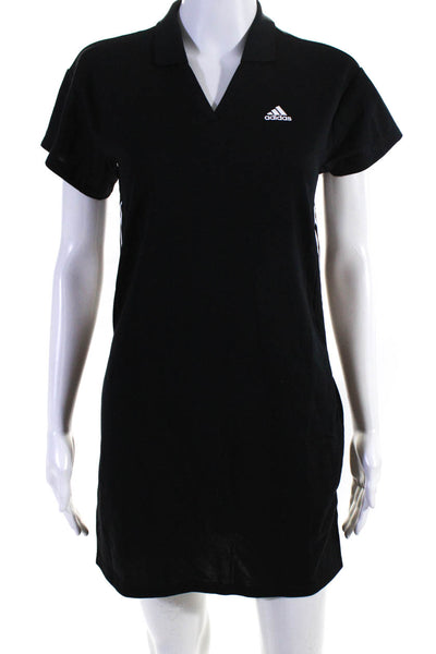 Adidas Womens Short Sleeve Collared V Neck Logo Polo Dress Black Size XS