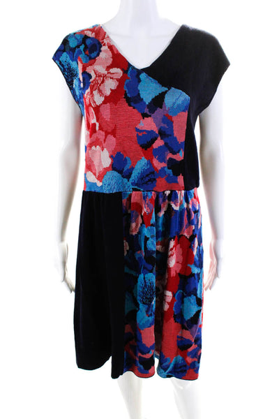 Leifsdottir Women's Sleeveless Knit V-Neck Blouson Dress Multicolor Size L