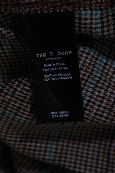 Rag & Bone Womens Brown Houndstooth Collar Button Down Shirt Top Size S
