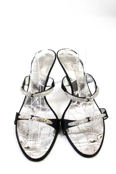 Giuseppe Zanotti Design Womens Black Silver Embellished Sandals Shoes Size 10.5B