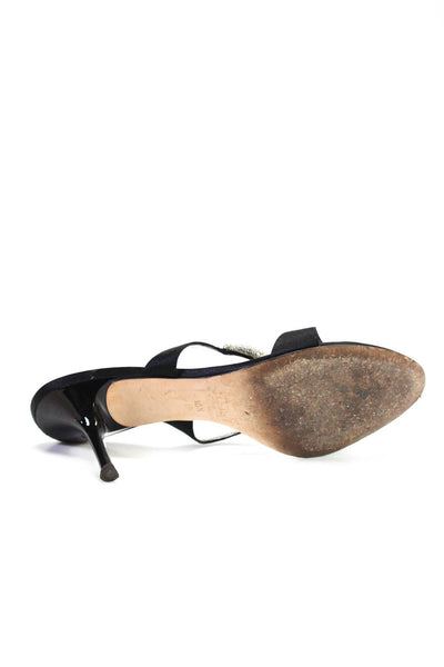 Giuseppe Zanotti Design Womens Black Silver Embellished Sandals Shoes Size 10.5B