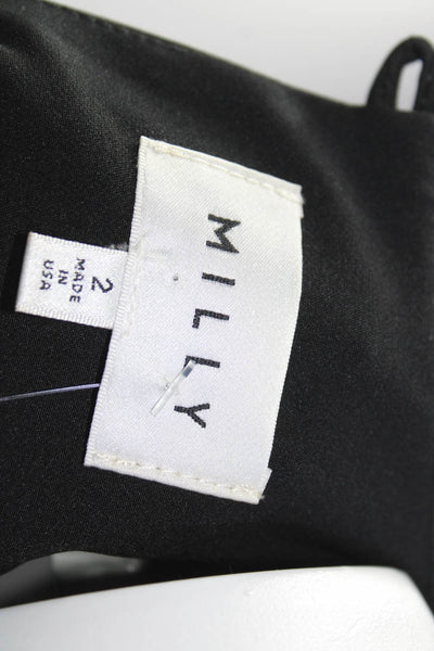 Milly Womens Sleeveless Asymmetrical Zip Up A-Line Mini Dress Black Size 2