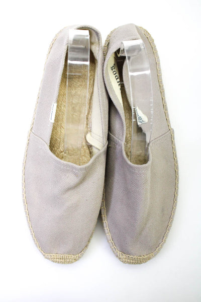 Soludos Womens Cotton Canvas Almond Toe Slip On Espadrilles Gray Size 9US 39EU