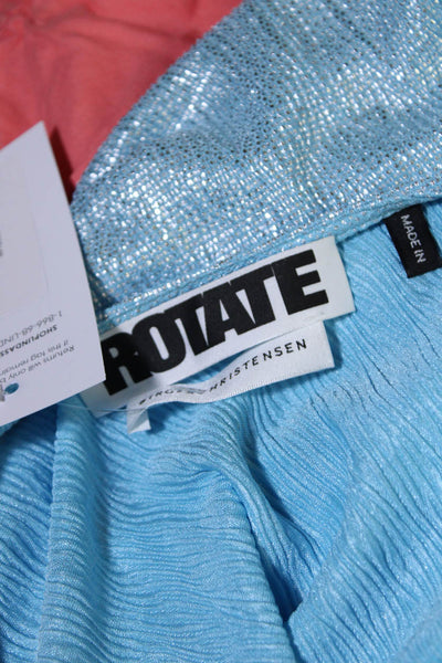 ROTATE Womens Short Sleeve V Neck Metallic Knit Wrap Long Dress Blue Size 4