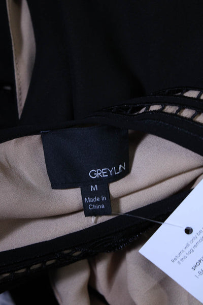 Greylin Anthropologie Womens Sleeveless Beaded Cutout Blouson Dress Black Size M