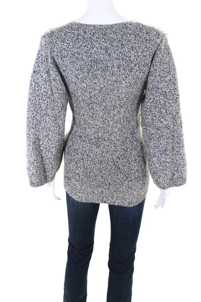 Theory Womens Cashmere Tight-Knit 3/4 Sleeve V-Neck Sweater Heather Gray Size PP