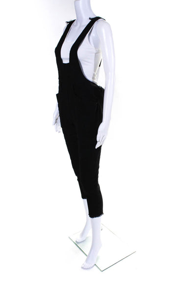 Isabel Marant Womens Black Linen Sleeveless Straight Leg Overall Size 34