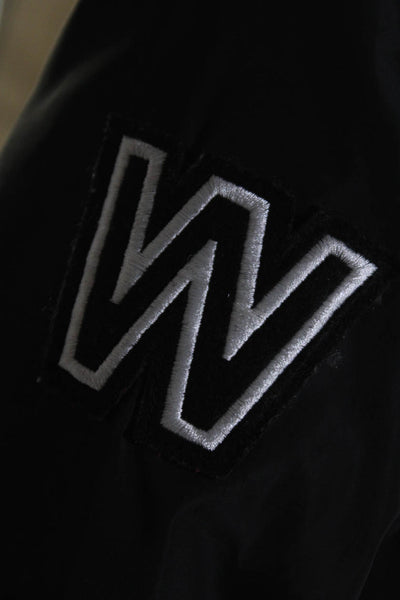 Zara Man Women's Zip Up Patchwork Mid- Length Bomber Jacket Black Size S