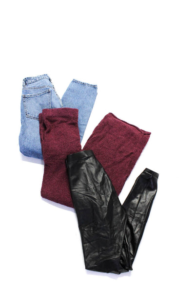 Hue Zara FP Beach Womens Textured Pants Leggings Jeans Black Size XS S 2 Lot 3