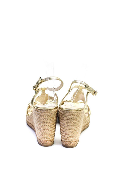 L.K. Bennett Women's Open Toe Strappy Espadrille Wedge Sandals Gold Size 10