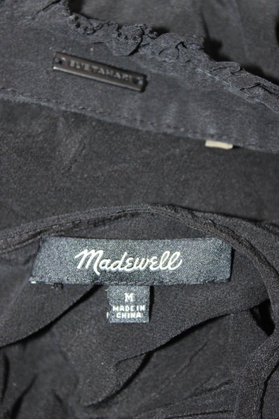 Madewell Women's Scoop Neck Cold Shoulder Blouse Black Size M Lot 2