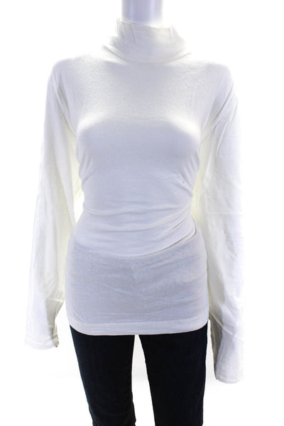 Our Legacy Women's Cotton Long Sleeve High Neck Top White Size 50