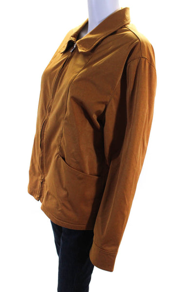 Our Legacy Women's Collared Long Sleeve Full Zip Suede Jacket Orange Size M