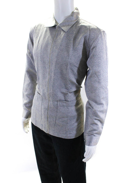 Our Legacy Men's Collared Mid-Length Spotted  Full Zip Jacket Gray Size 52