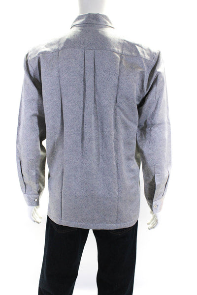 Our Legacy Men's Collared Mid-Length Spotted  Full Zip Jacket Gray Size 52