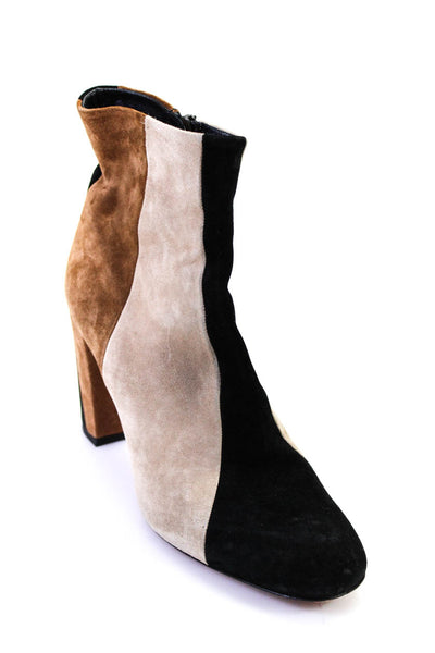 Santoni Womens Color Block Round Toe Ankle Boots Brown Black Ivory Size 37 7