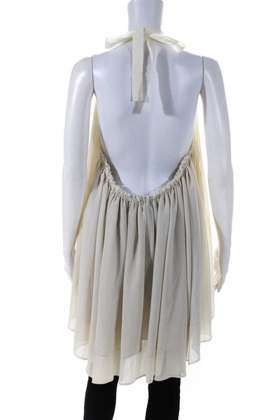 Adeam Womens Halter Parachute Top Beige Size L